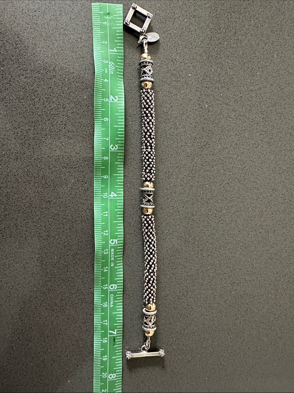 Two-Tone Beaded Toggle Bracelet - Black & Gold